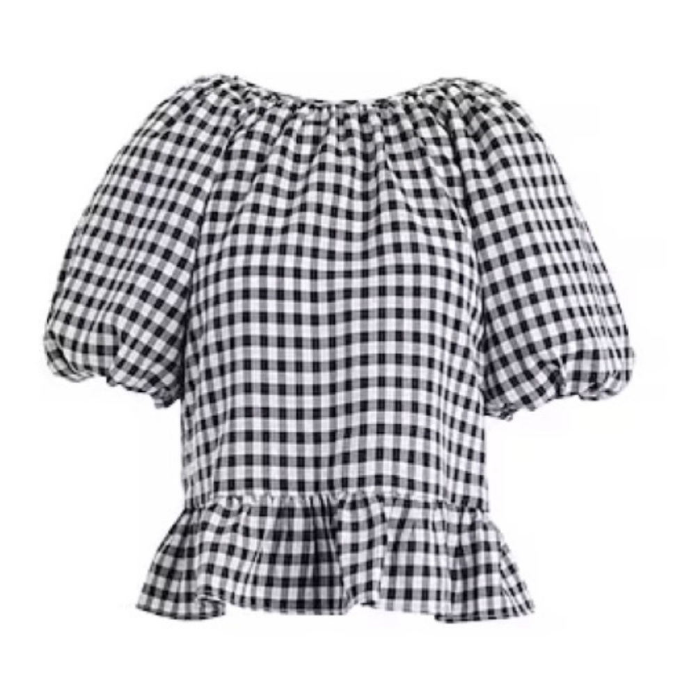 New Topshop blacks and white Gingham shirt with open‎ back Size 8
